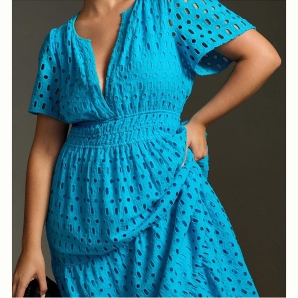 ANTHROPOLOGIE The Somerset Collection Eyelet Embroidered Edition Maxi Dress  NWT